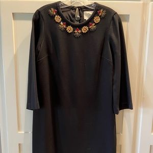 Kate Spade Embellished Crepe Black Shift Dress, Size 4
